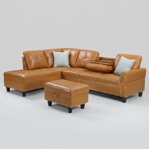 Favfurish 98" L-Shaped Sectional Sofa with Storage Ottoman