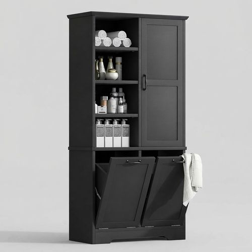 Favfurish 68" Tall Bathroom Storage Cabinet with 2 Tilt-Out Hampers