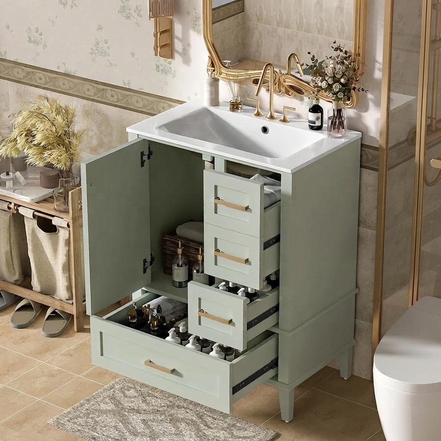 Favfurish 24.8" Bathroom Vanity with Ceramic Sink
